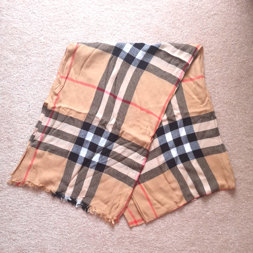 Tan Plaid Scarf
